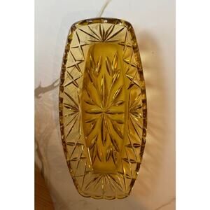 Vintage Hazel Atlas Amber Yellow Glass Dish Bowl 9.5" long Celery Dish